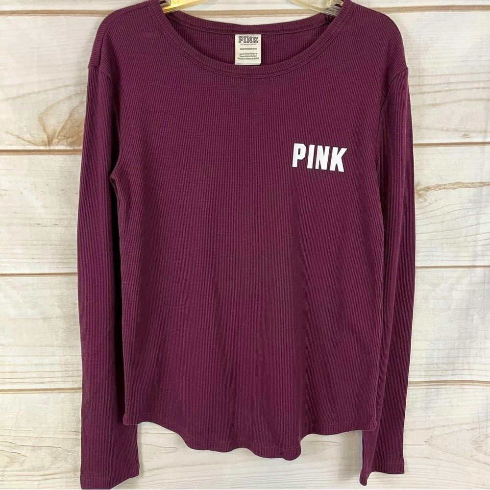 NWOT PINK Purple/Plum Waffle Long Sleeve T-shirt Warm Shirt Size Extra S…